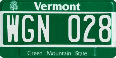 VT license plate WGN028