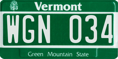 VT license plate WGN034
