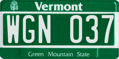 VT license plate WGN037