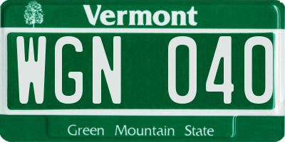 VT license plate WGN040