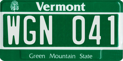 VT license plate WGN041