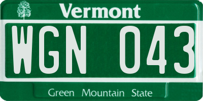 VT license plate WGN043