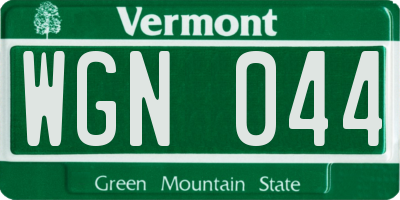 VT license plate WGN044