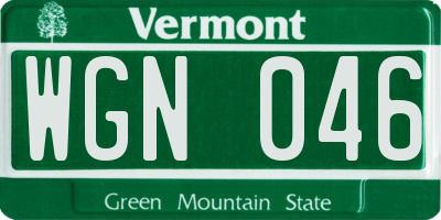 VT license plate WGN046
