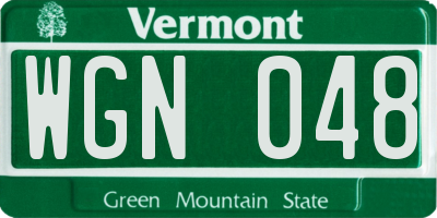 VT license plate WGN048