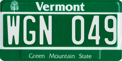 VT license plate WGN049