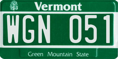 VT license plate WGN051