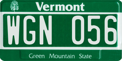 VT license plate WGN056