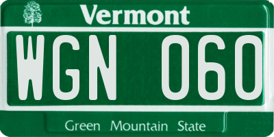 VT license plate WGN060