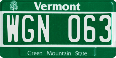 VT license plate WGN063