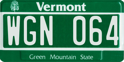 VT license plate WGN064