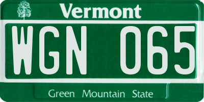 VT license plate WGN065