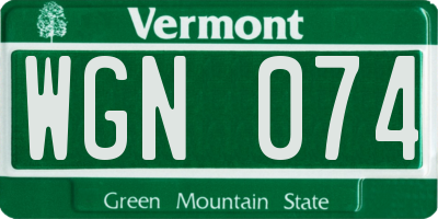 VT license plate WGN074