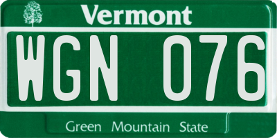 VT license plate WGN076