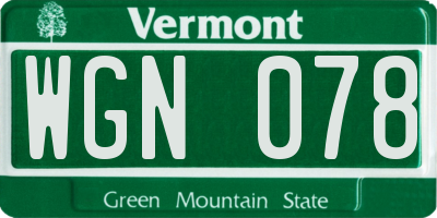 VT license plate WGN078
