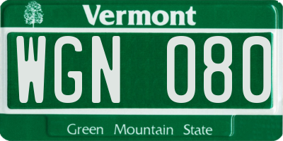 VT license plate WGN080