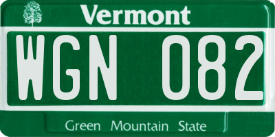 VT license plate WGN082