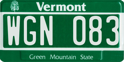 VT license plate WGN083