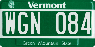 VT license plate WGN084