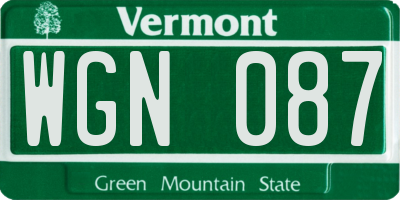 VT license plate WGN087
