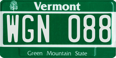 VT license plate WGN088