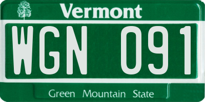 VT license plate WGN091