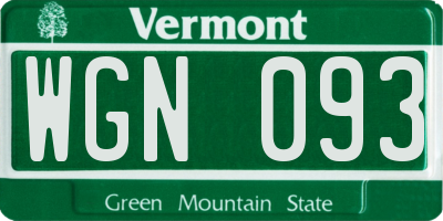 VT license plate WGN093
