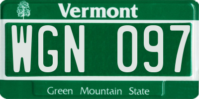 VT license plate WGN097