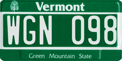 VT license plate WGN098