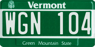 VT license plate WGN104