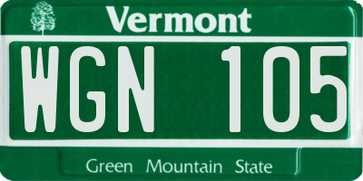 VT license plate WGN105