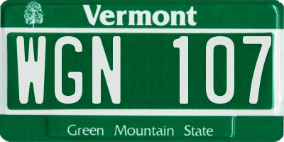 VT license plate WGN107