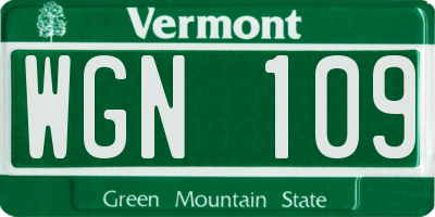 VT license plate WGN109