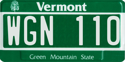 VT license plate WGN110