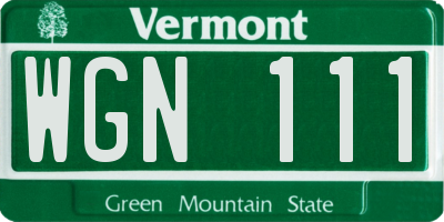 VT license plate WGN111