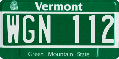VT license plate WGN112