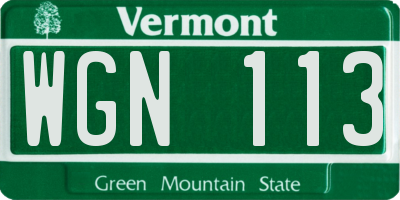 VT license plate WGN113