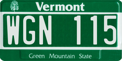 VT license plate WGN115