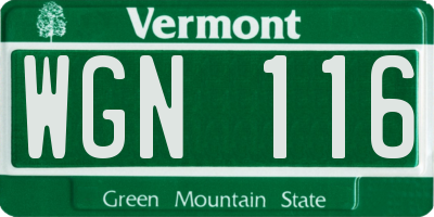 VT license plate WGN116