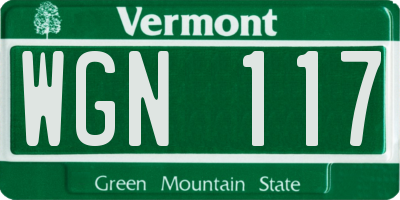 VT license plate WGN117