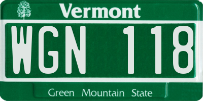 VT license plate WGN118
