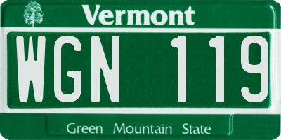 VT license plate WGN119
