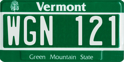 VT license plate WGN121