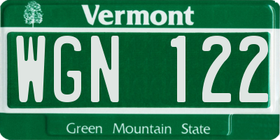 VT license plate WGN122