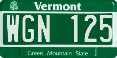 VT license plate WGN125