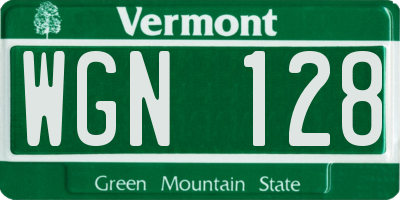 VT license plate WGN128