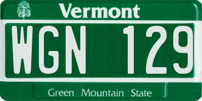 VT license plate WGN129