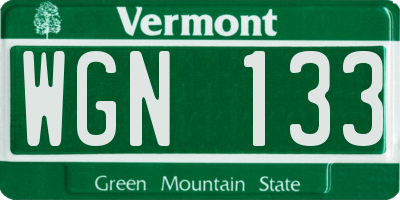 VT license plate WGN133