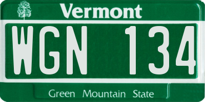 VT license plate WGN134