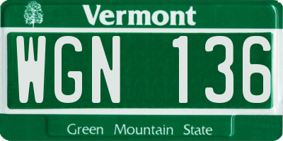 VT license plate WGN136